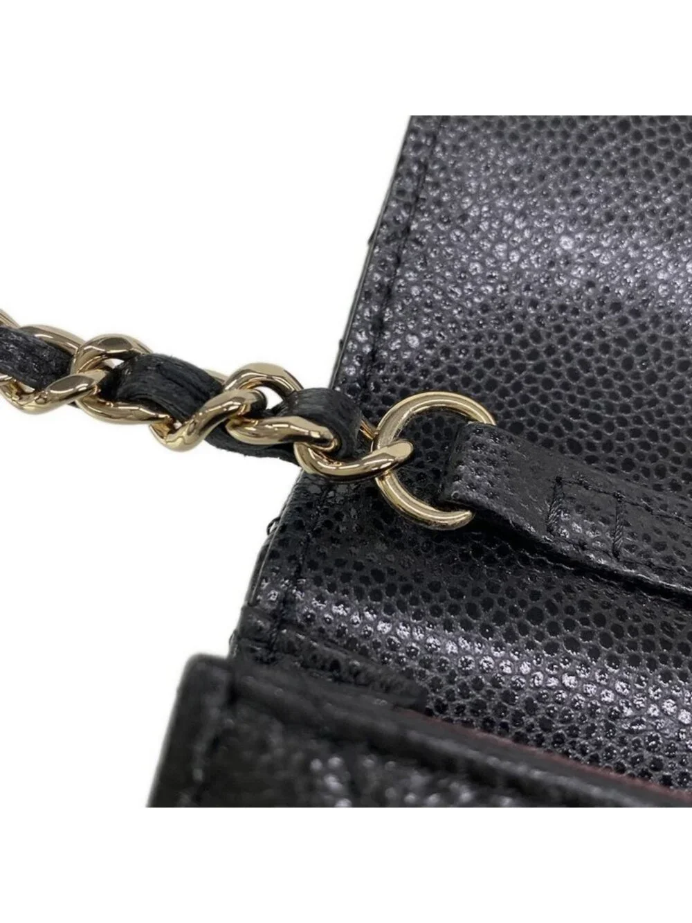 Chanel Shoulder Bag Quilted Black Gold Phone Strap Case Chain